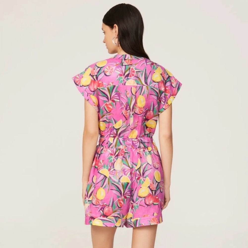 Scotch & Soda Women's Linen Romper, Pink Tropical Citrus Print, Size 36 (Size 6) - Picture 2 of 16